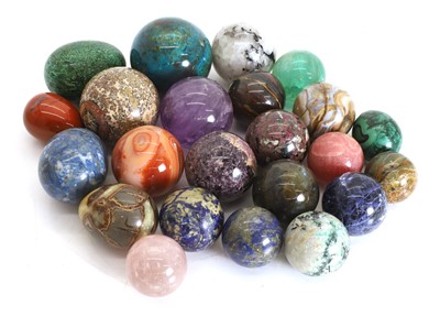 Lot 308 - A collection of semi precious polished stone spheres