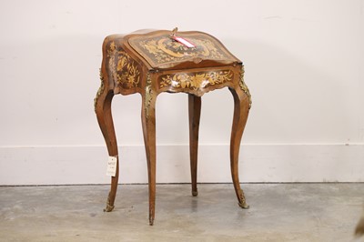 Lot 535 - A Louis XV-style tulipwood, kingwood and marquetry bureau de dame