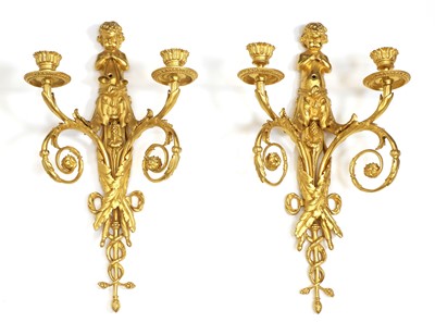 Lot 490A - A pair of gilt bronze wall sconces