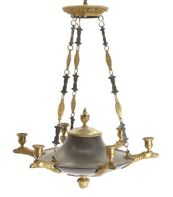Lot 478 - A French Empire revival ormolu chandelier