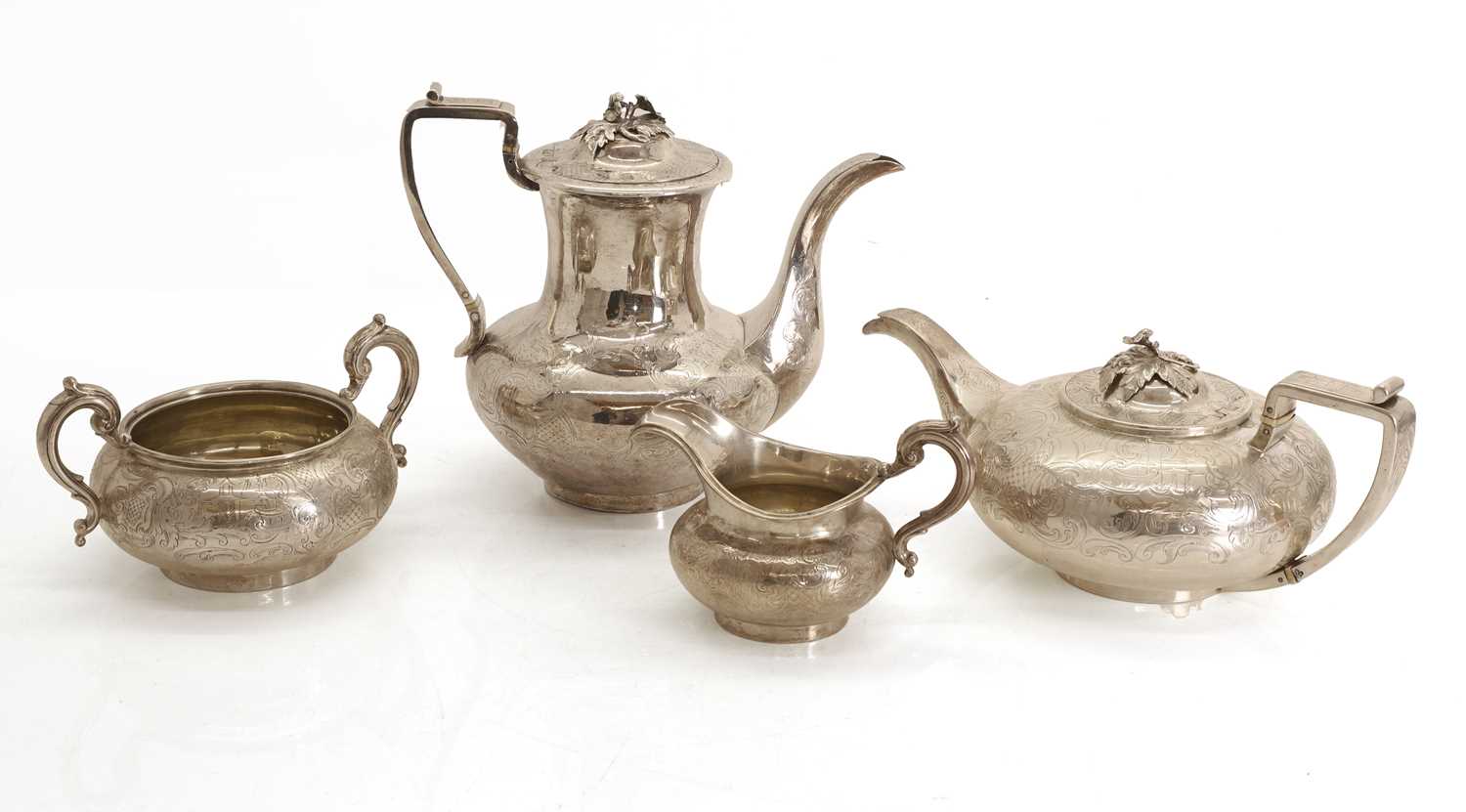 Lot 48 - A silver four piece coffee and tea service
