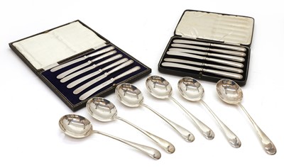 Lot 7 - A set of six silver soup spoons