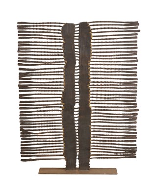 Lot 301 - A contemporary metal fire screen of tribal influence