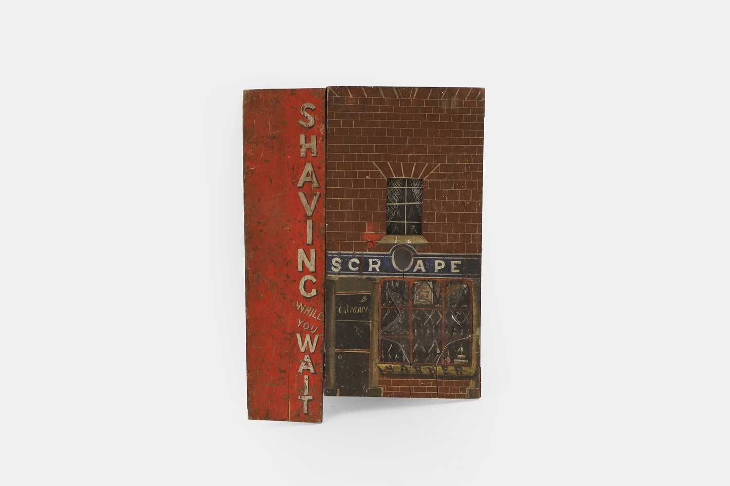 Lot 174 - A Victorian trick scenery board of a barber shop