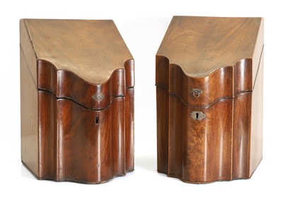 Lot 524 - Two George III mahogany knife boxes