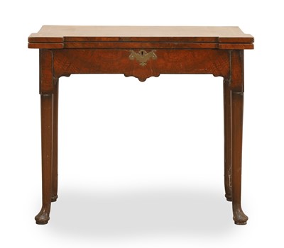 Lot 527 - A burr walnut and feather banded fold over tea table
