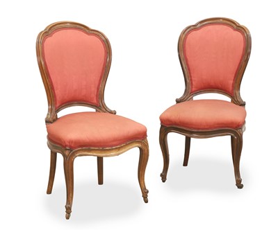 Lot 544 - A pair of rosewood show wood upholstered salon chairs