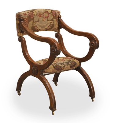 Lot 501 - A rosewood X-frame metamorphic prie-dieu armchair