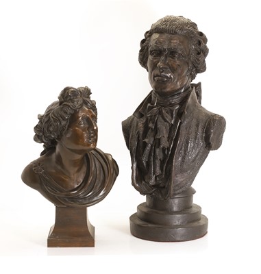 Lot 252 - After Boizot a bronze bust of Apollo