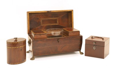 Lot 307 - A Regency mahogany and boxwood line-inlaid tea caddy