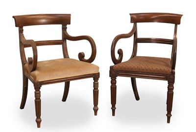 Lot 515 - Two Victorian mahogany bar backed armchairs