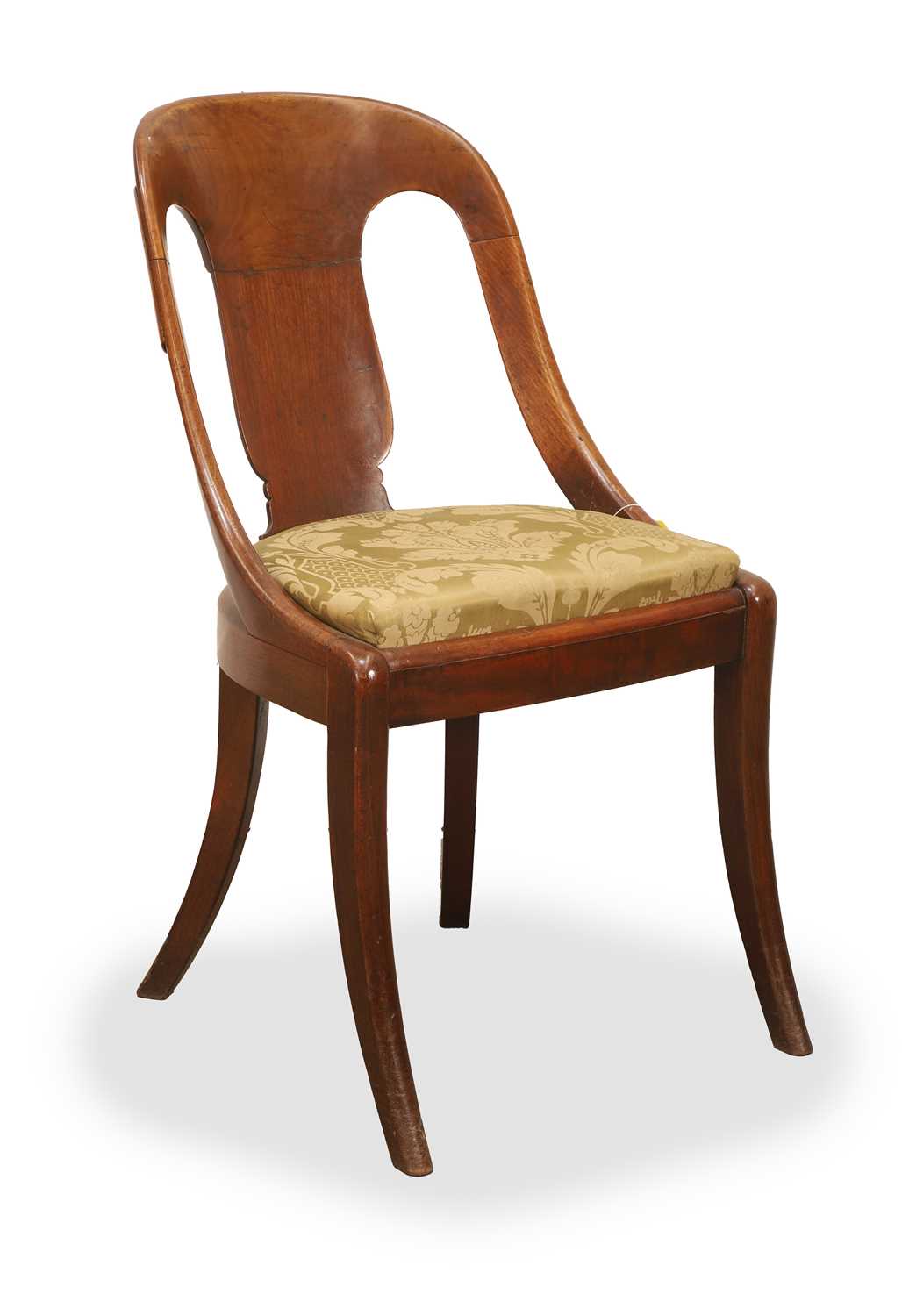 Lot 566 - a Regency mahogany 'gondola' hall chair