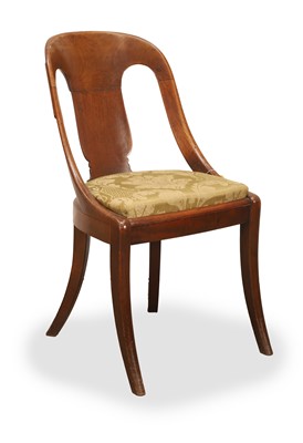 Lot 566 - a Regency mahogany 'gondola' hall chair