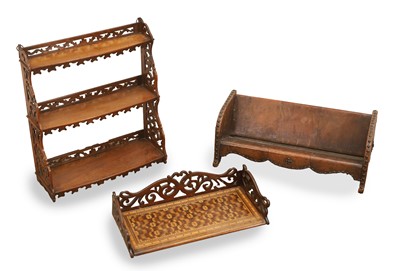 Lot 550 - A Victorian Tunbridge type mahogany and specimen wood book rest