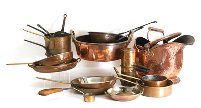 Lot 313 - A collection of copper pans and vessels