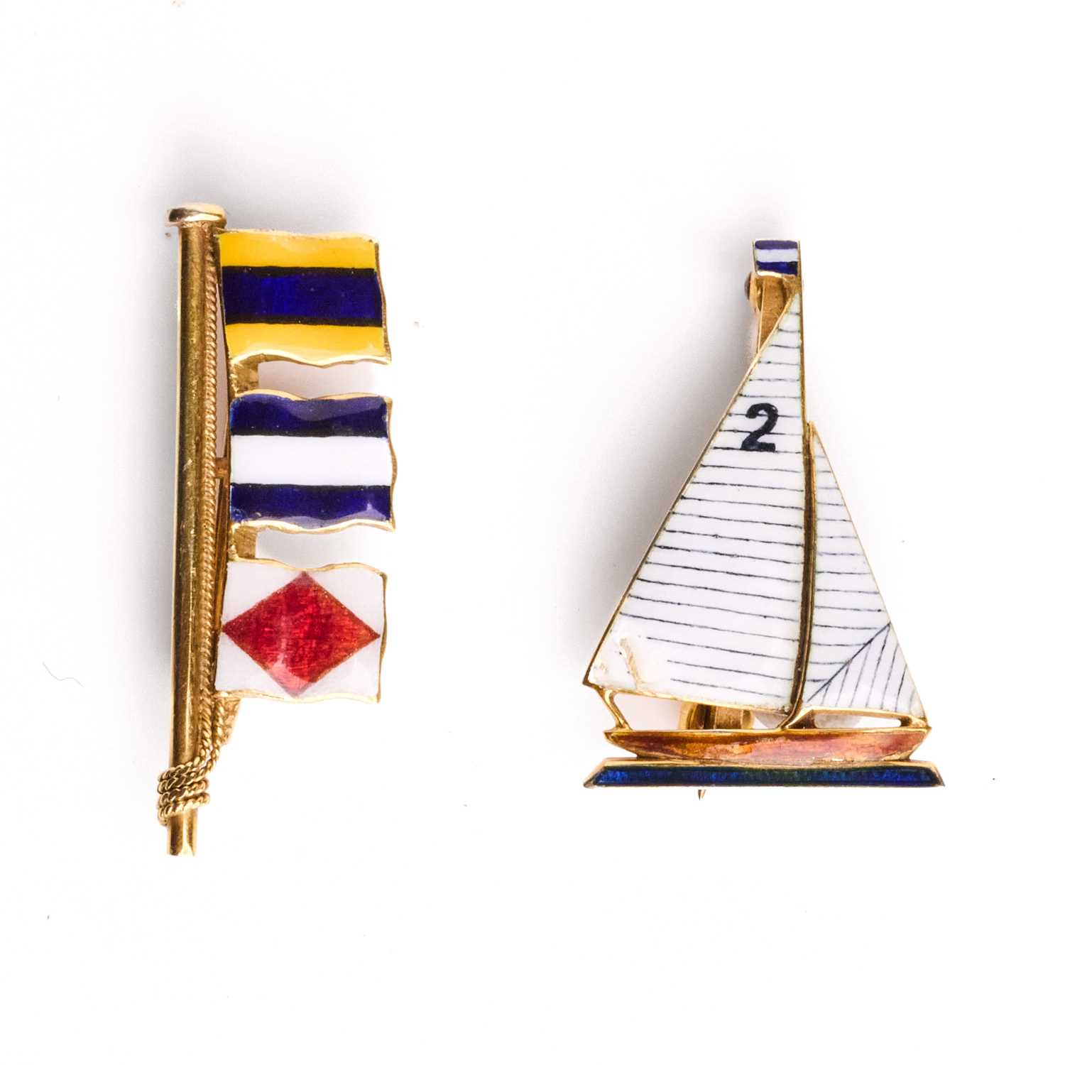 Lot 223 - Two enamelled brooches