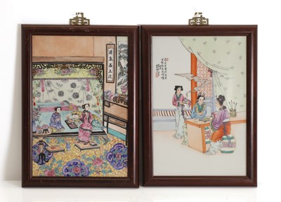 Lot 77 - Two Chinese famille rose porcelain plaques