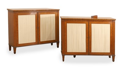 Lot 522 - A pair of satinwood inlaid side cabinets