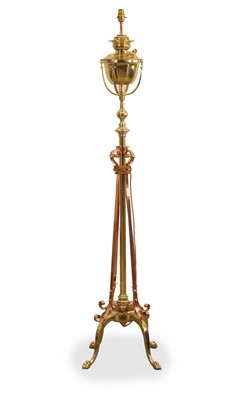 Lot 473 - A brass and copper standard lamp