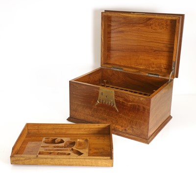 Lot 302 - A walnut, olivewood and brass-mounted humidor