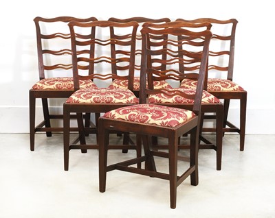 Lot 502 - Six George III ladder back mahogany dining chairs
