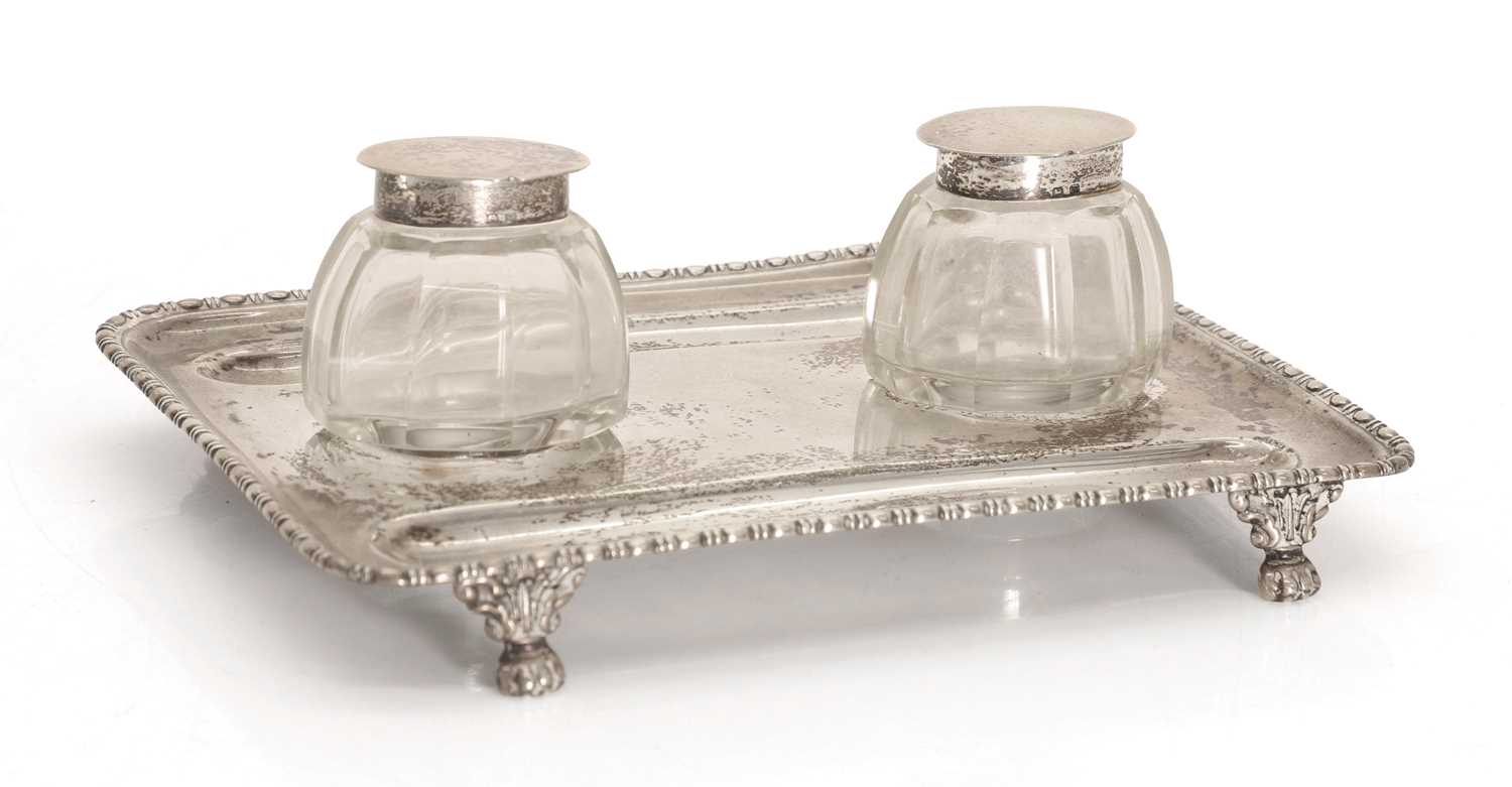 Lot 16 - A silver inkstand