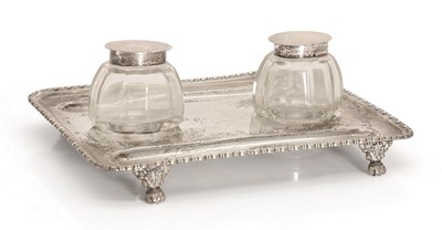 Lot 16 - A silver inkstand