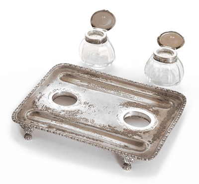 Lot 16 - A silver inkstand
