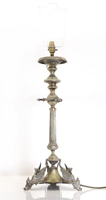Lot 11 - A Victorian Silver plated table lamp