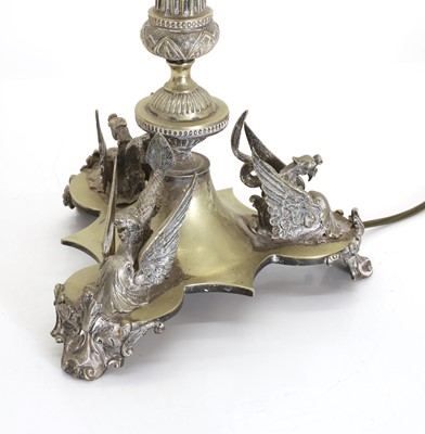 Lot 11 - A Victorian Silver plated table lamp