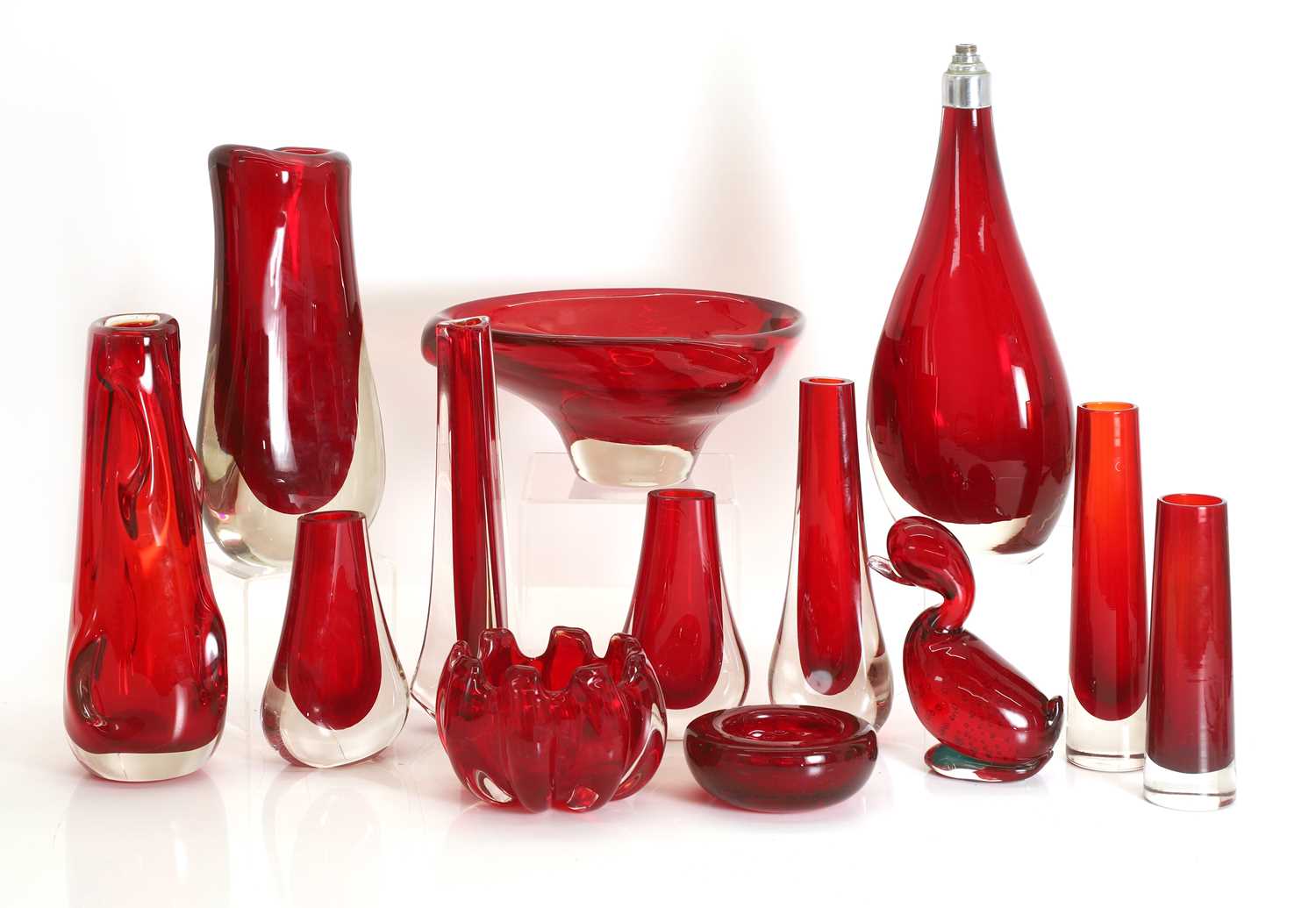 Lot 160 - A collection of Whitefriars 'Ruby' glass items