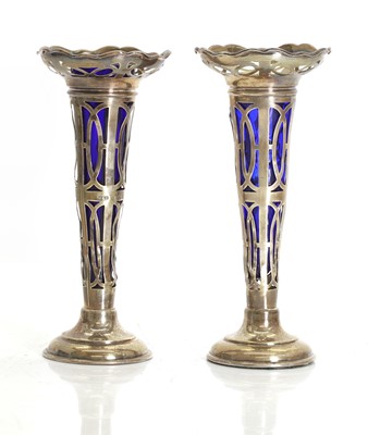 Lot 9 - A pair of Art Deco silver bud vases