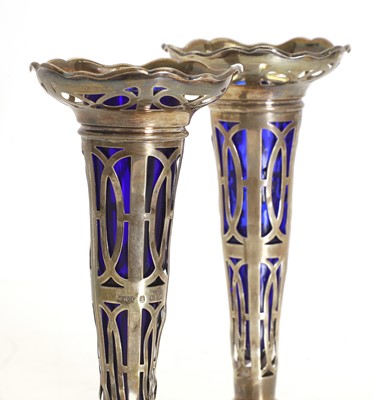 Lot 9 - A pair of Art Deco silver bud vases