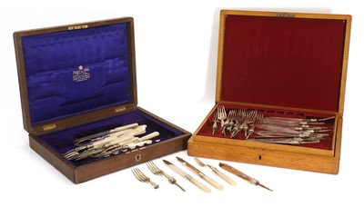 Lot 17 - A silver and mother of pearl fruit set