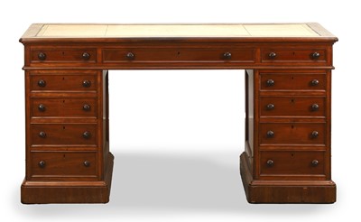 Lot 518 - A twin pedestal mahogany partners desk