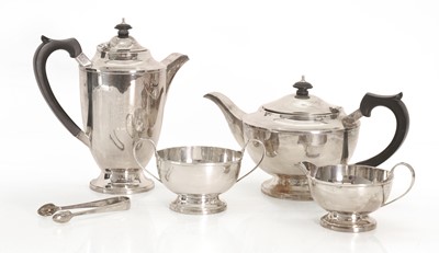 Lot 19 - A silver four piece tea service