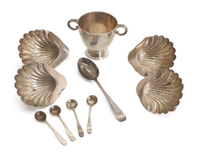 Lot 3 - A silver set of four silver salts and spoons