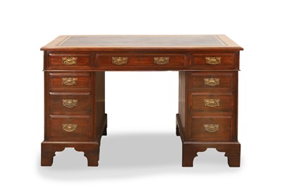 Lot 503 - An Edwardian mahogany pedestal desk