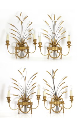 Lot 471 - A set of four gilt composition wall lights
