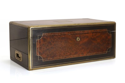 Lot 312 - A burr walnut and ebonised writing slope