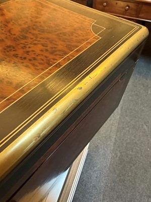Lot 312 - A burr walnut and ebonised writing slope