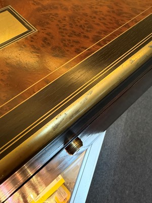 Lot 312 - A burr walnut and ebonised writing slope