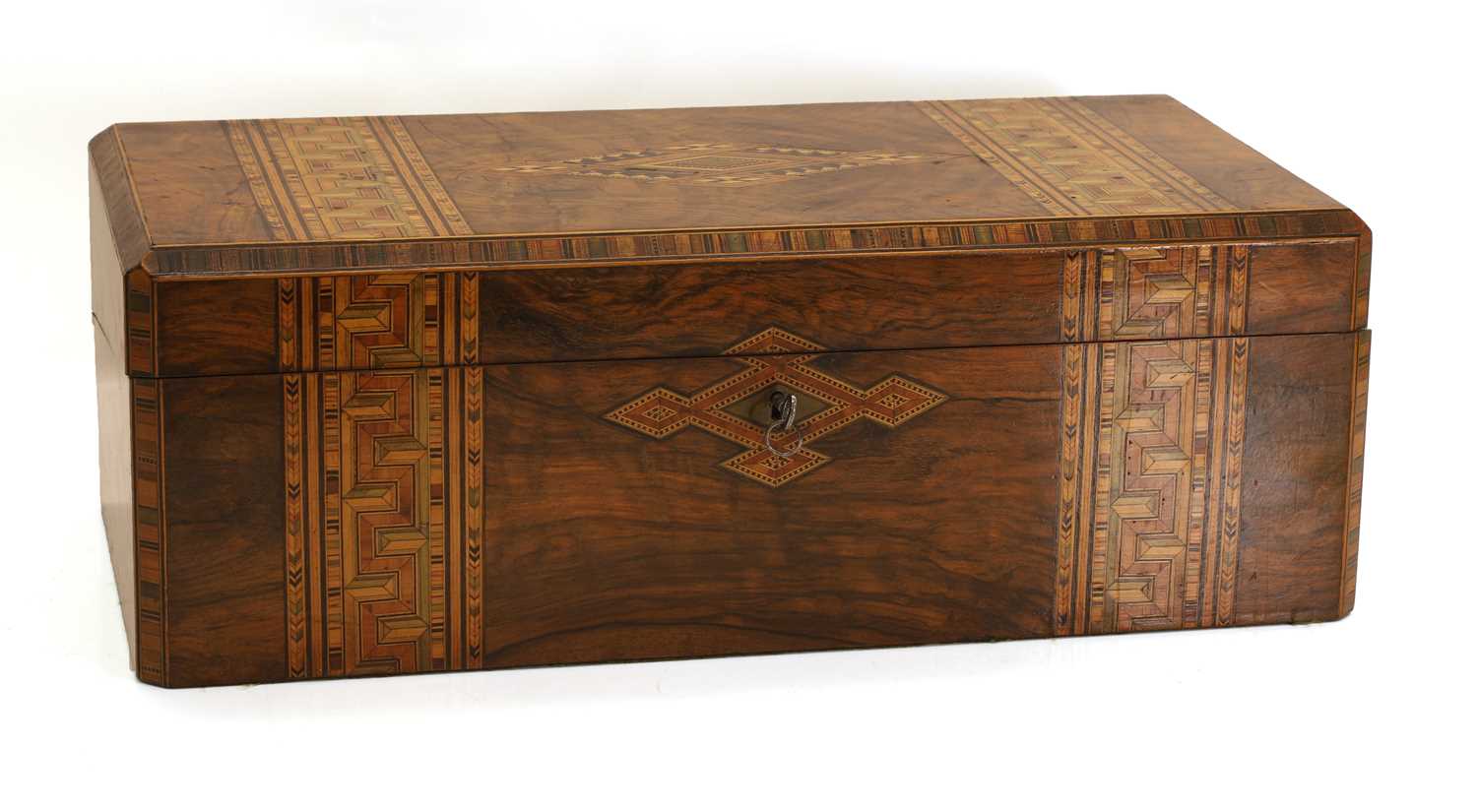 Lot 309 - A marquetry inlaid writing slope