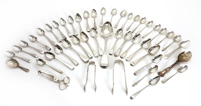 Lot 15 - A collection of silver teaspoons and flatware