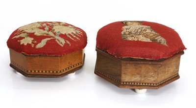 Lot 306 - A pair of Victorian Tunbridgeware spittoons