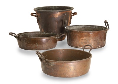 Lot 336 - A collection of four copper pans