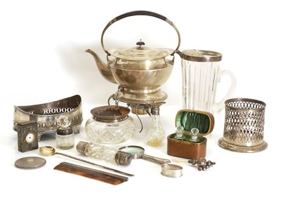Lot 7 - A large silver tea kettle on stand