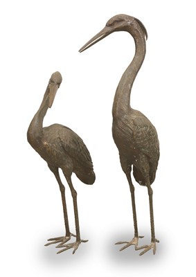 Lot 255 - A pair of bronze herons