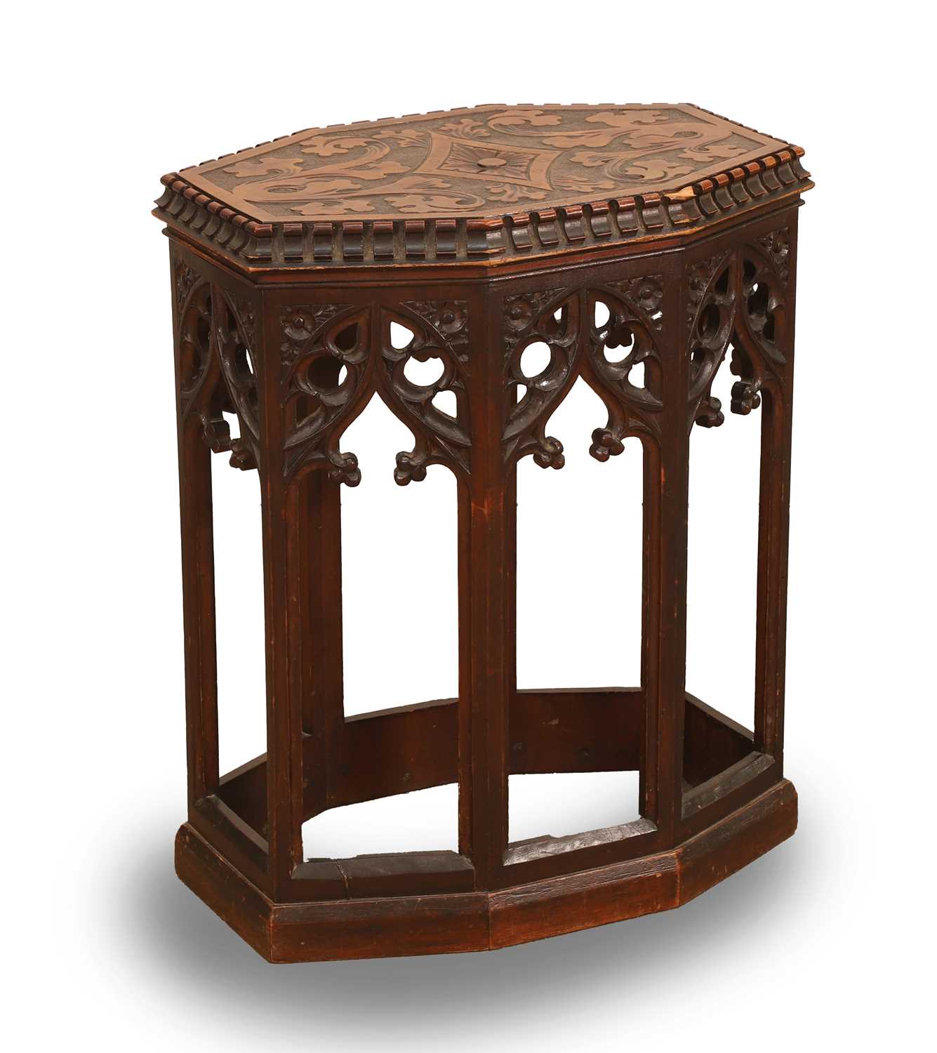 Lot 511 - An octagonal walnut gothic stand