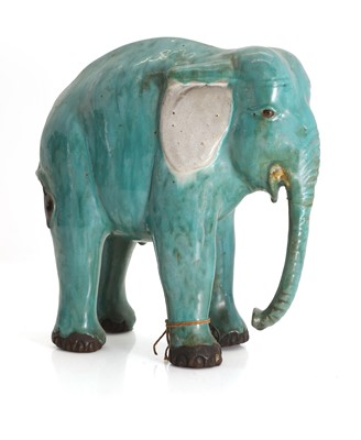Lot 113 - A Chinese style porcelain elephant